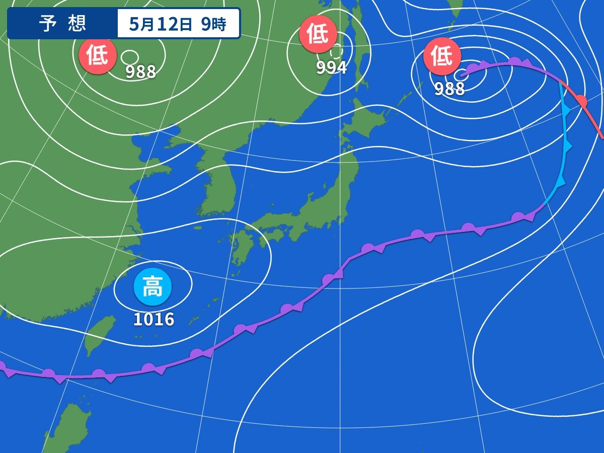 予想天気図(5月12日09時)