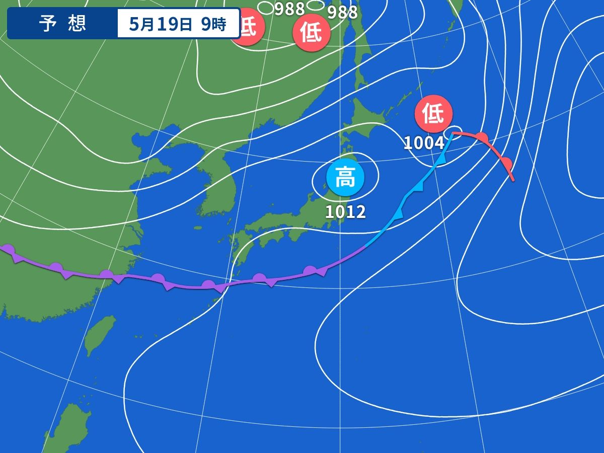 予想天気図(5月19日09時)