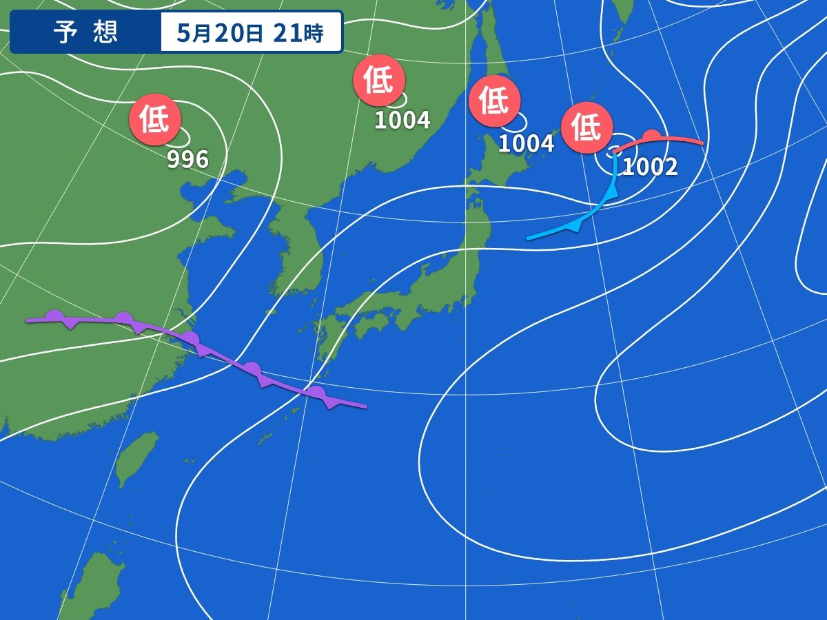 予想天気図(5月20日21時)