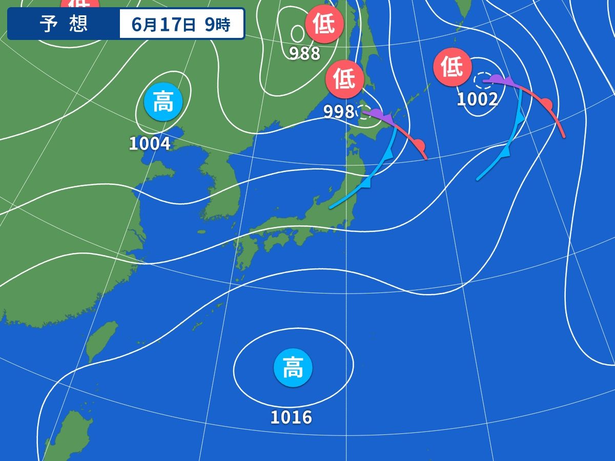 予想天気図(6月17日09時)