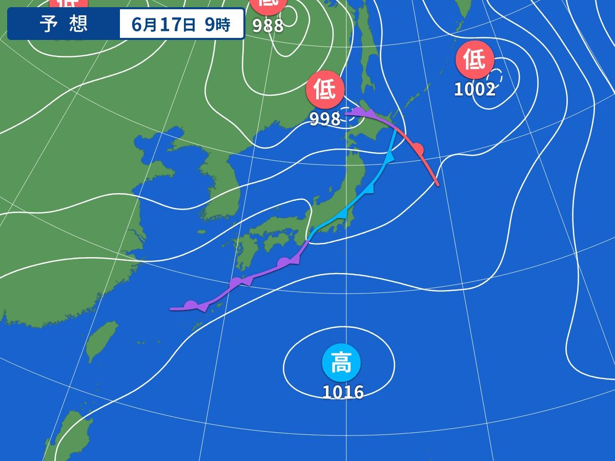 予想天気図(6月17日09時)