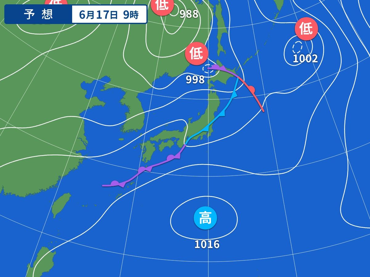 予想天気図(6月17日09時)