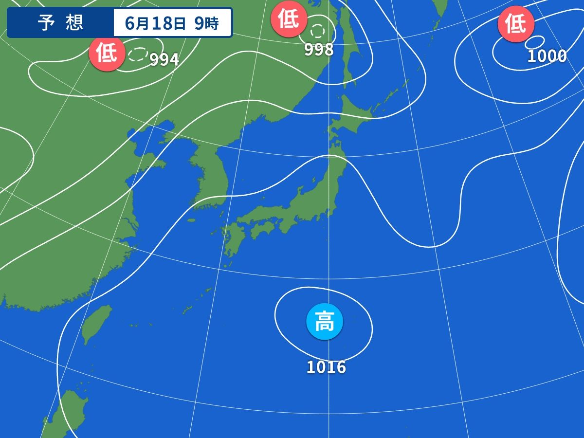 予想天気図(6月18日09時)