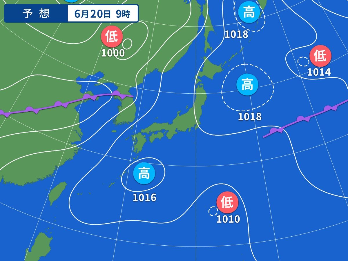 予想天気図（6月20日09時）