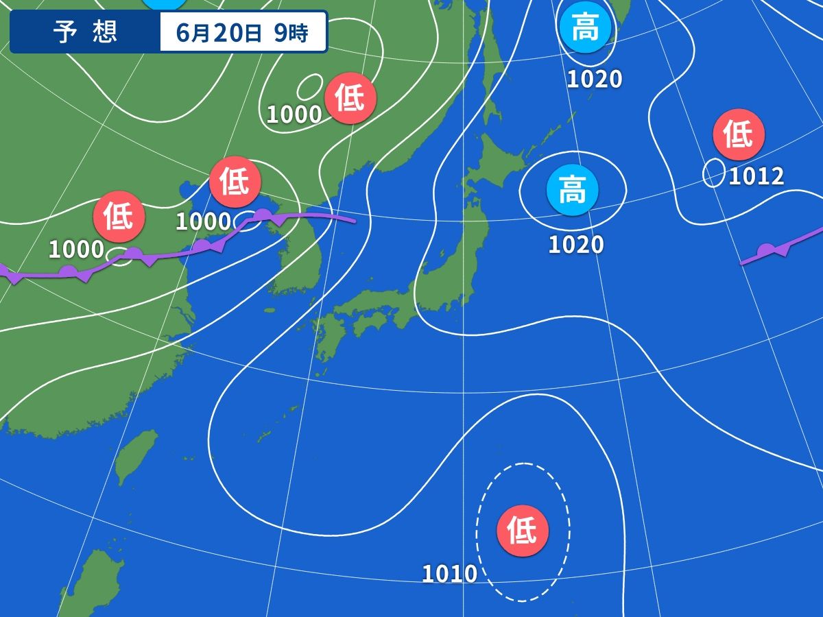 予想天気図（6月20日09時）