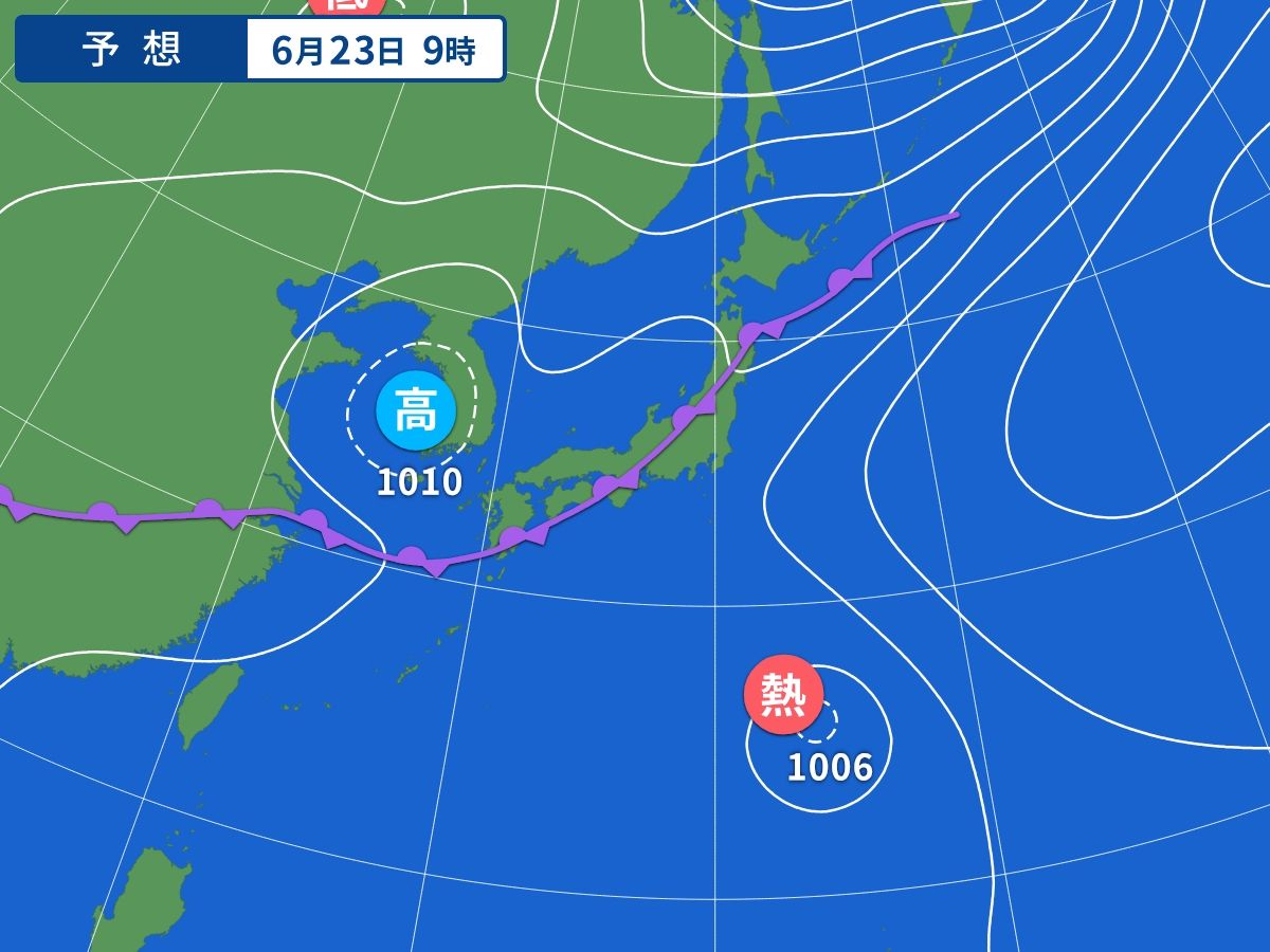 予想天気図（6月23日09時）