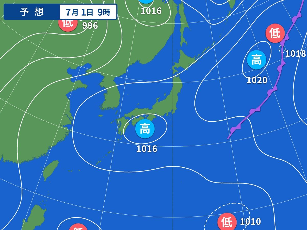 予想天気図(7月1日09時)