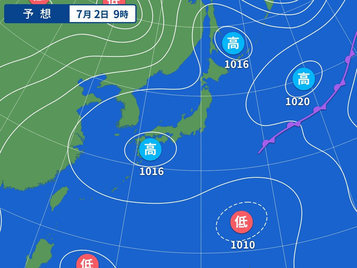 予想天気図(7月2日09時)