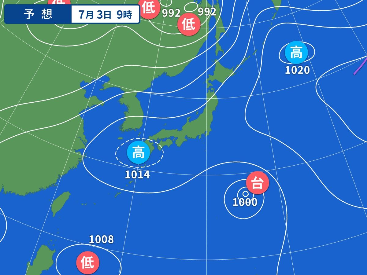 予想天気図（7月3日09時）