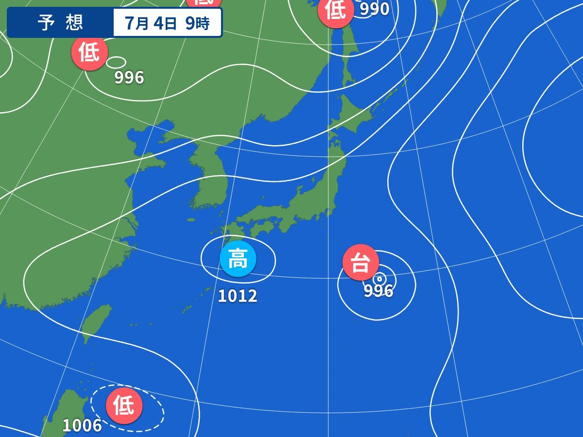 予想天気図（7月4日09時）