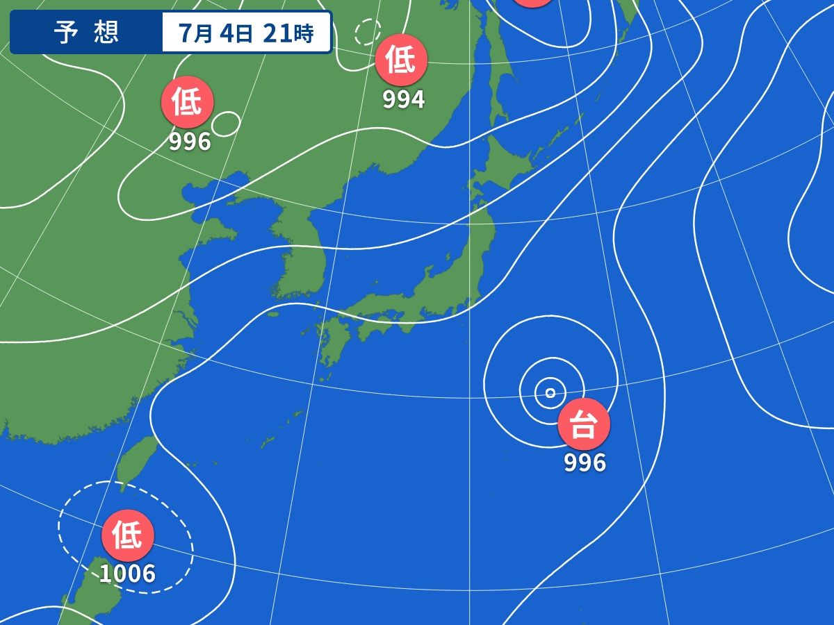 予想天気図（7月4日21時）