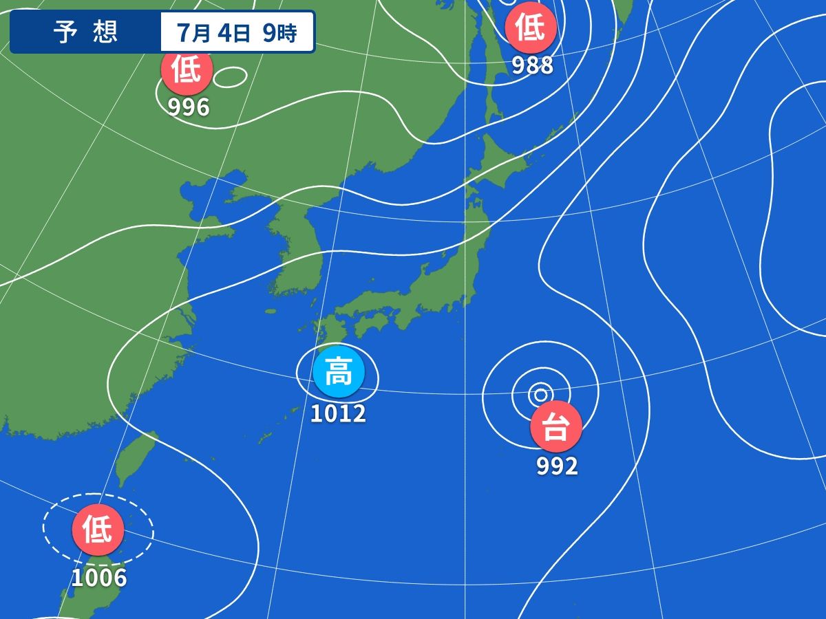 予想天気図（7月4日09時）