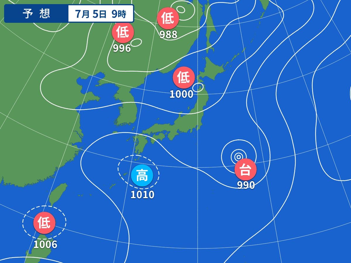 予想天気図（7月5日09時）