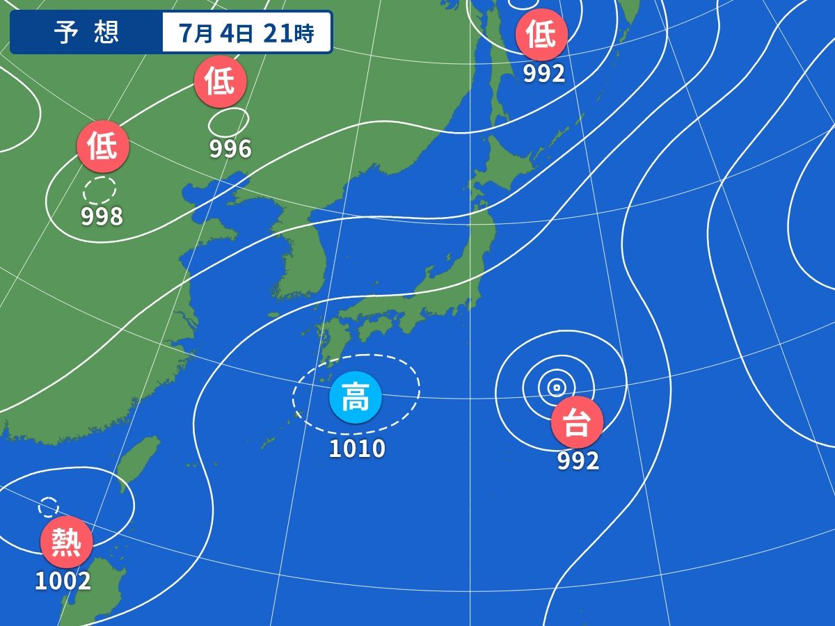 予想天気図（7月4日21時）