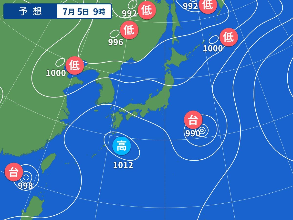 予想天気図(7月5日09時)