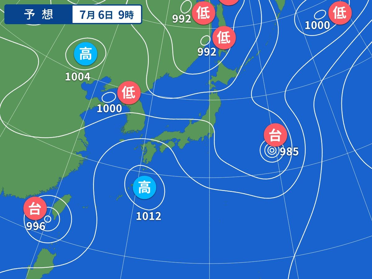 予想天気図(7月6日09時)