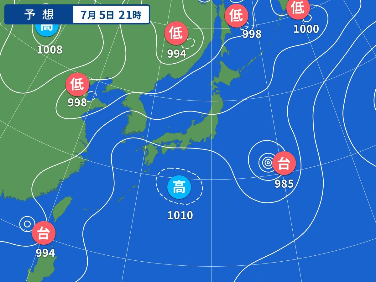 予想天気図(7月5日21時)