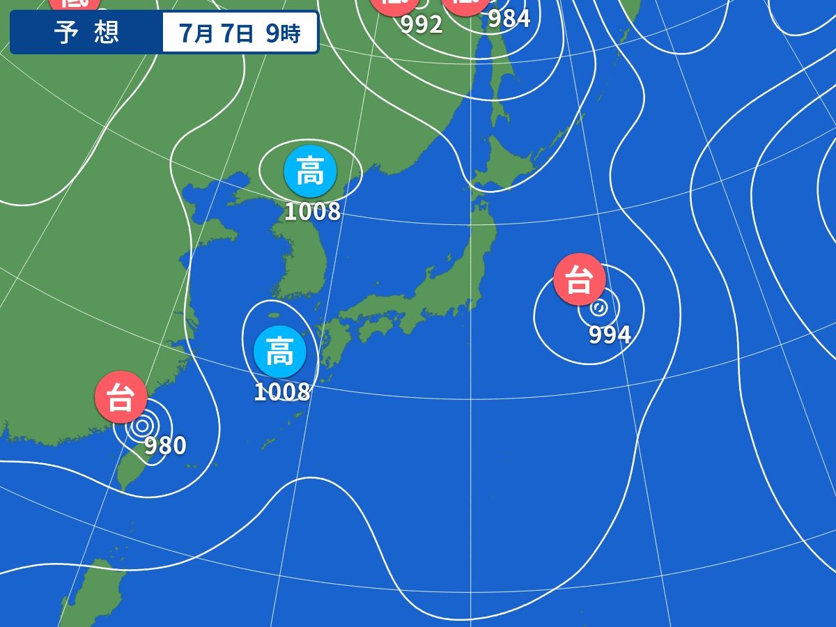 予想天気図(7月7日09時)