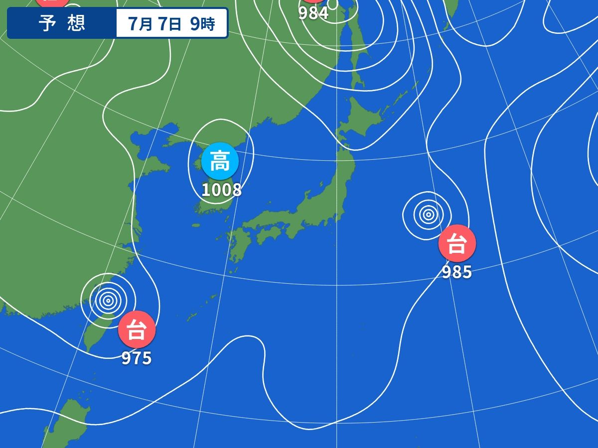 予想天気図(7月7日09時)