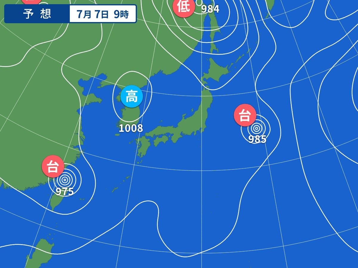 予想天気図(7月7日09時)