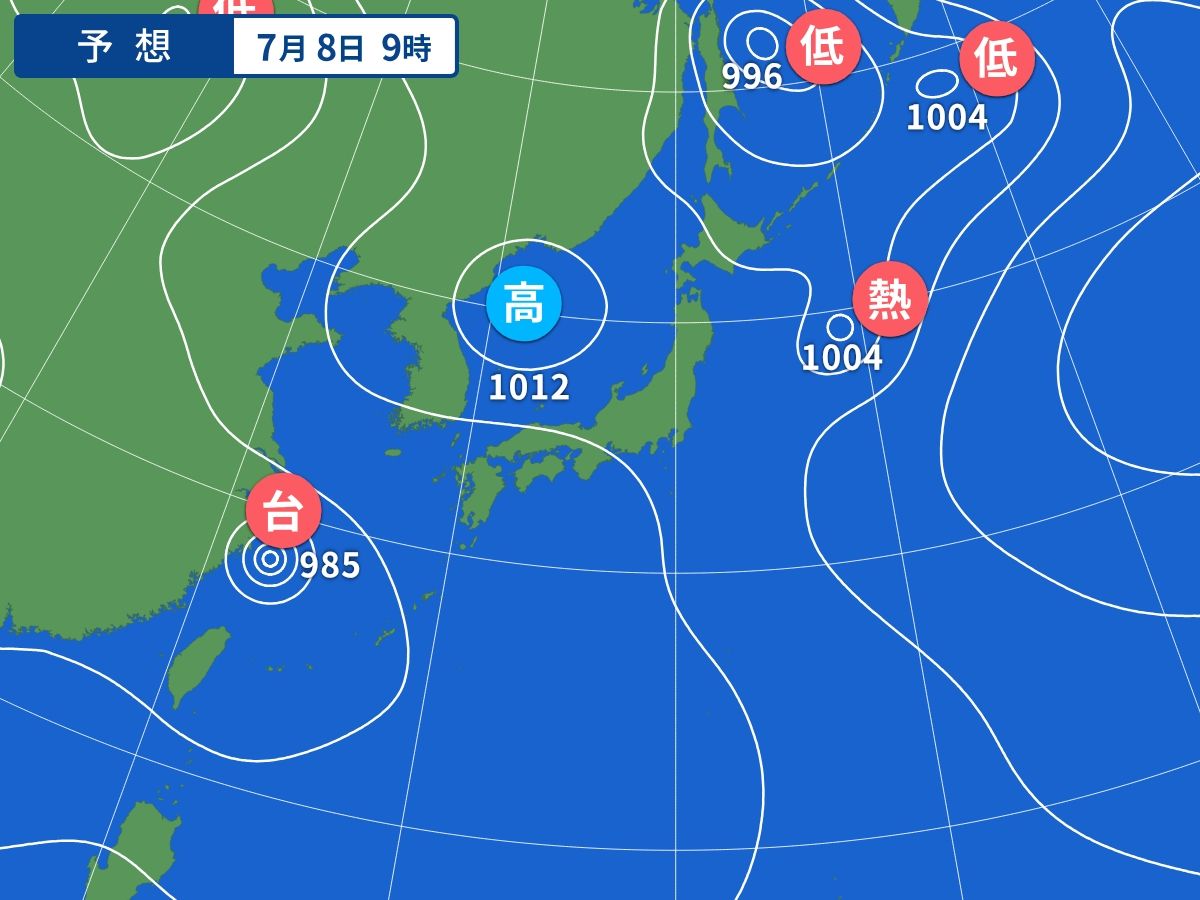 予想天気図(7月8日09時)