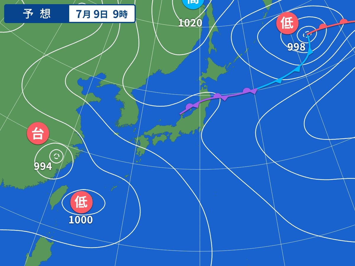 予想天気図(7月9日09時)