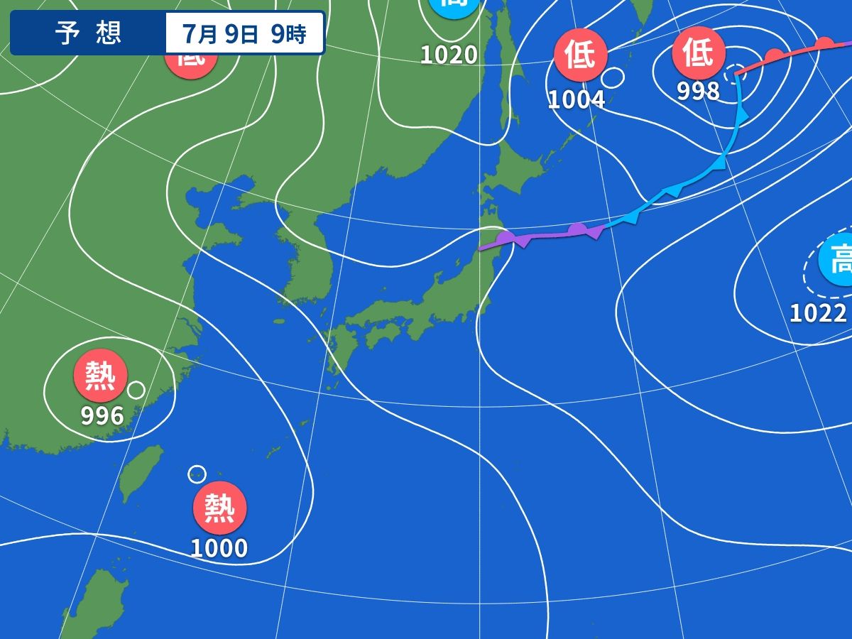予想天気図（7月9日09時）