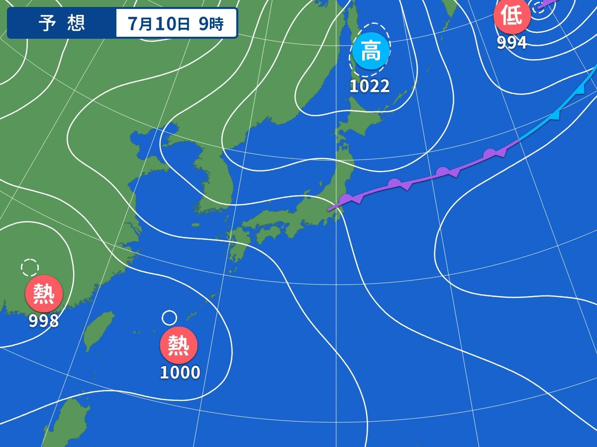 予想天気図（7月10日09時）