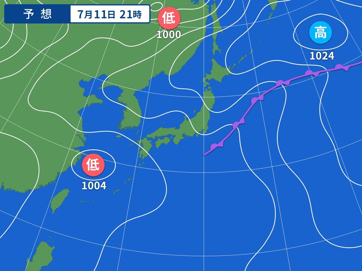 予想天気図(7月11日21時)