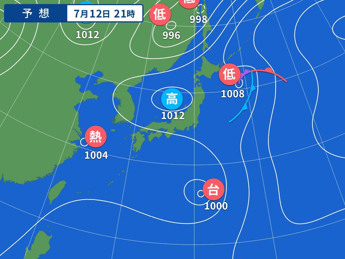 予想天気図(7月12日21時)
