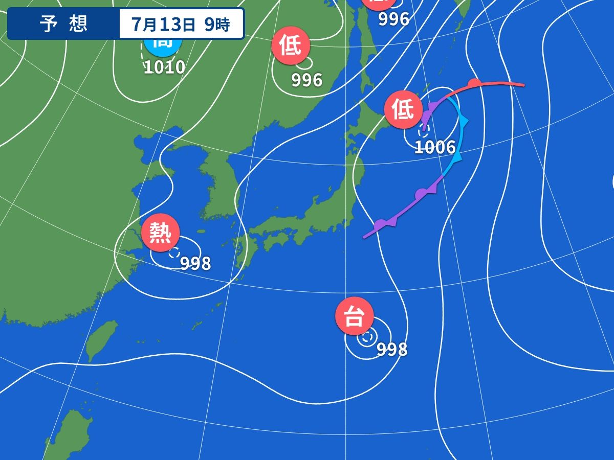 予想天気図(7月13日09時)