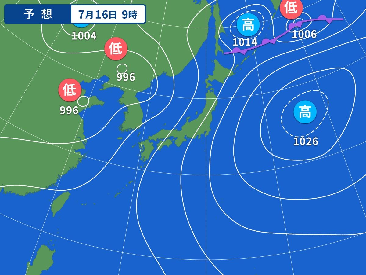 予想天気図(7月16日09時)