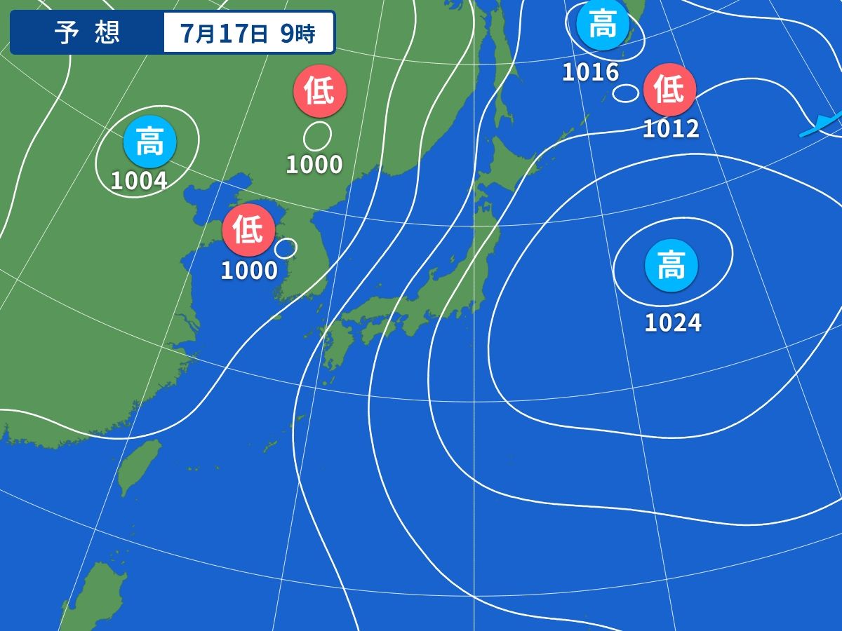 予想天気図(7月17日09時)