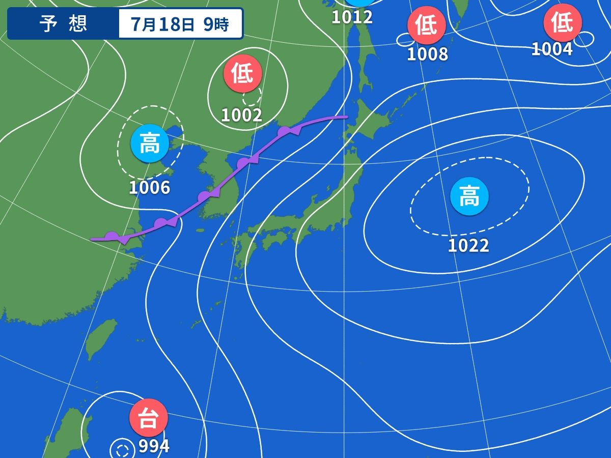 予想天気図(7月18日09時)