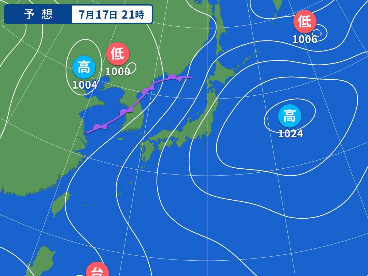 予想天気図(7月17日21時)