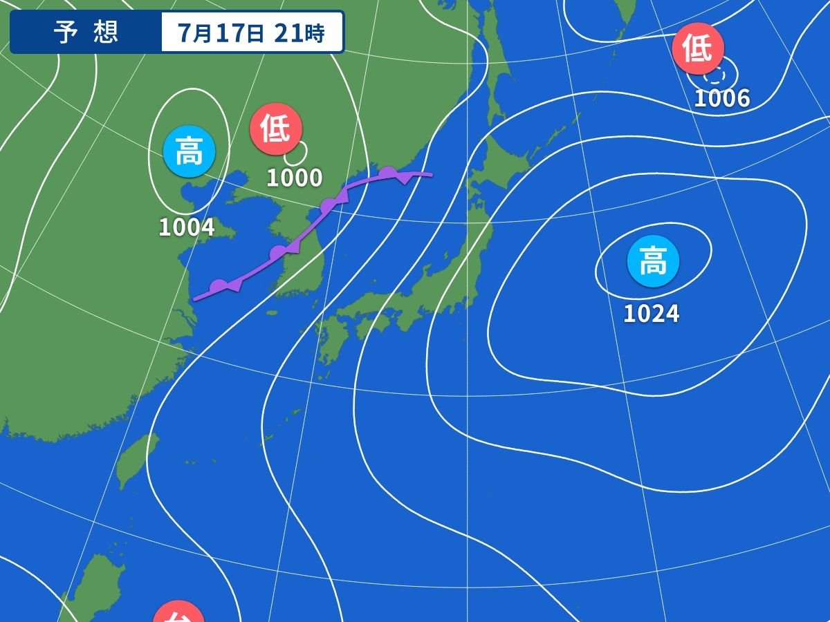 予想天気図(7月17日21時)