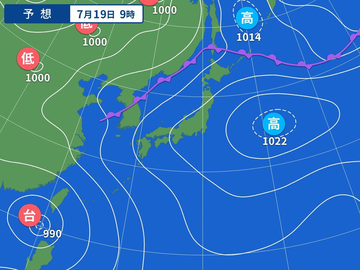 予想天気図（7月19日09時）