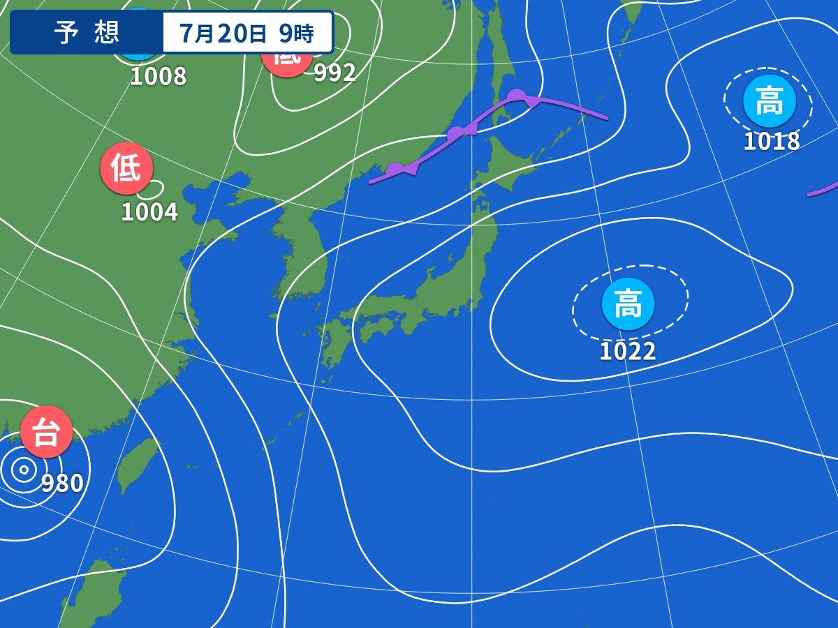 予想天気図（7月20日09時）