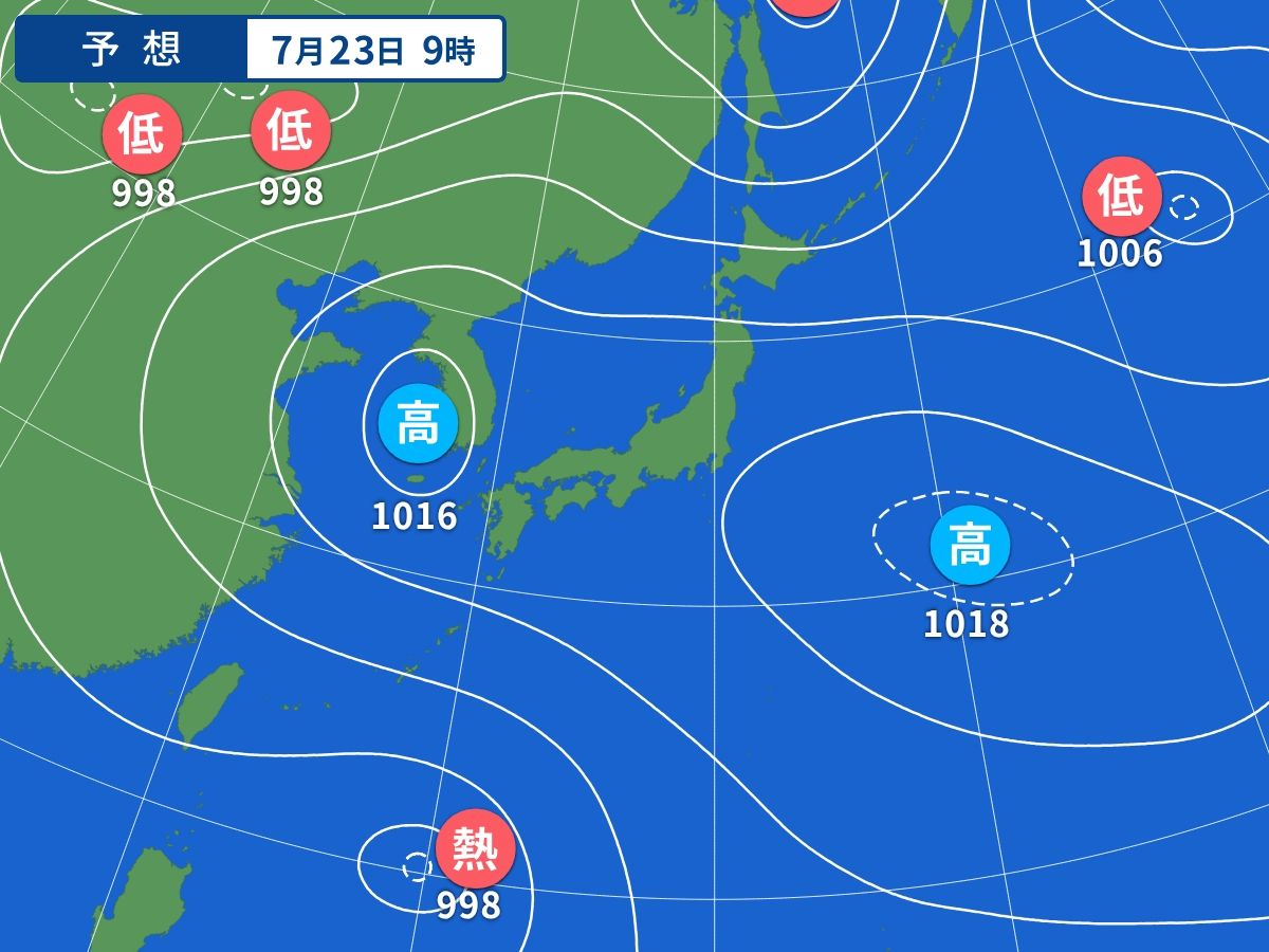 予想天気図(7月23日09時)