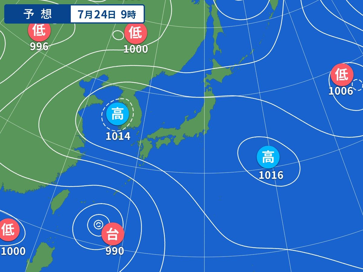 予想天気図(7月24日09時)