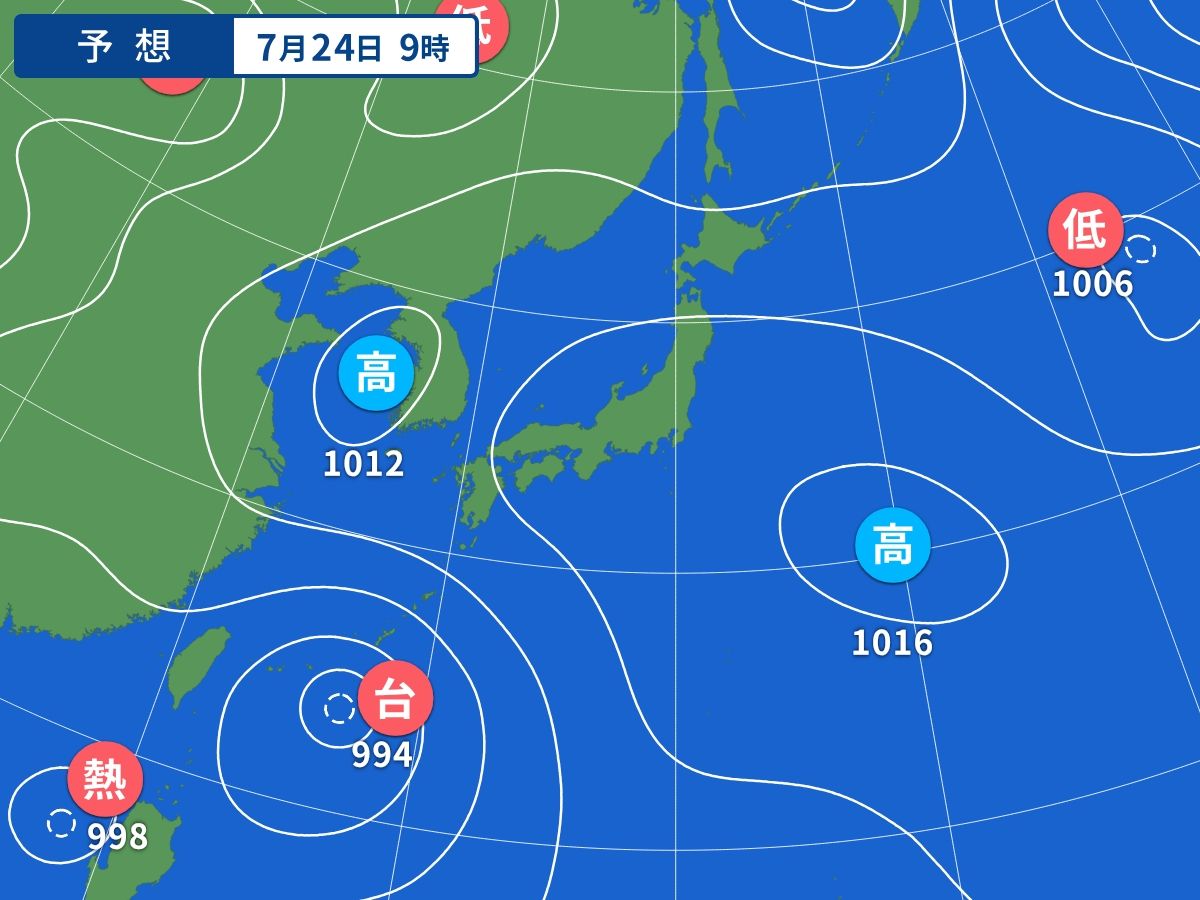 予想天気図(7月24日09時)