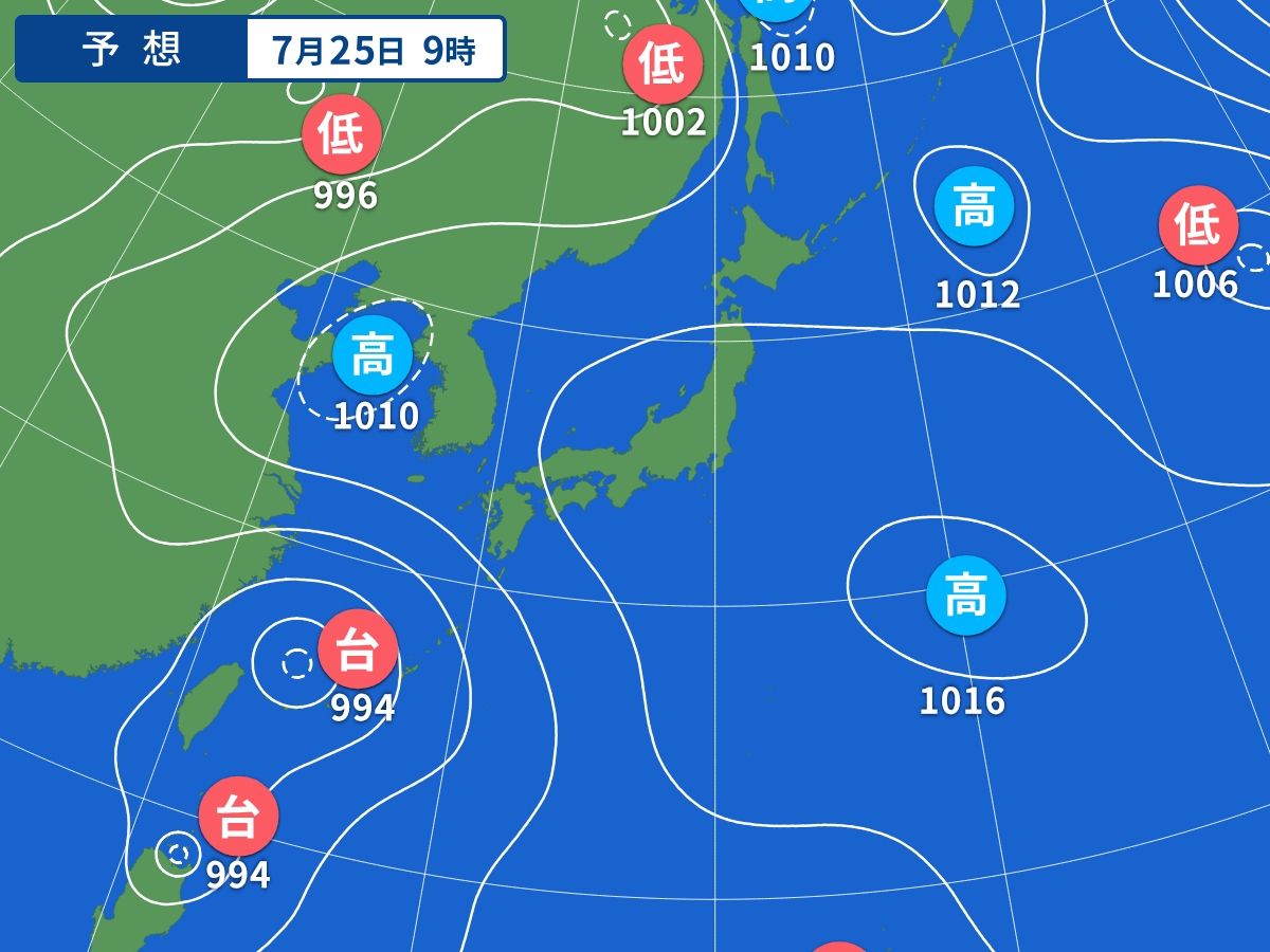 予想天気図(7月25日09時)
