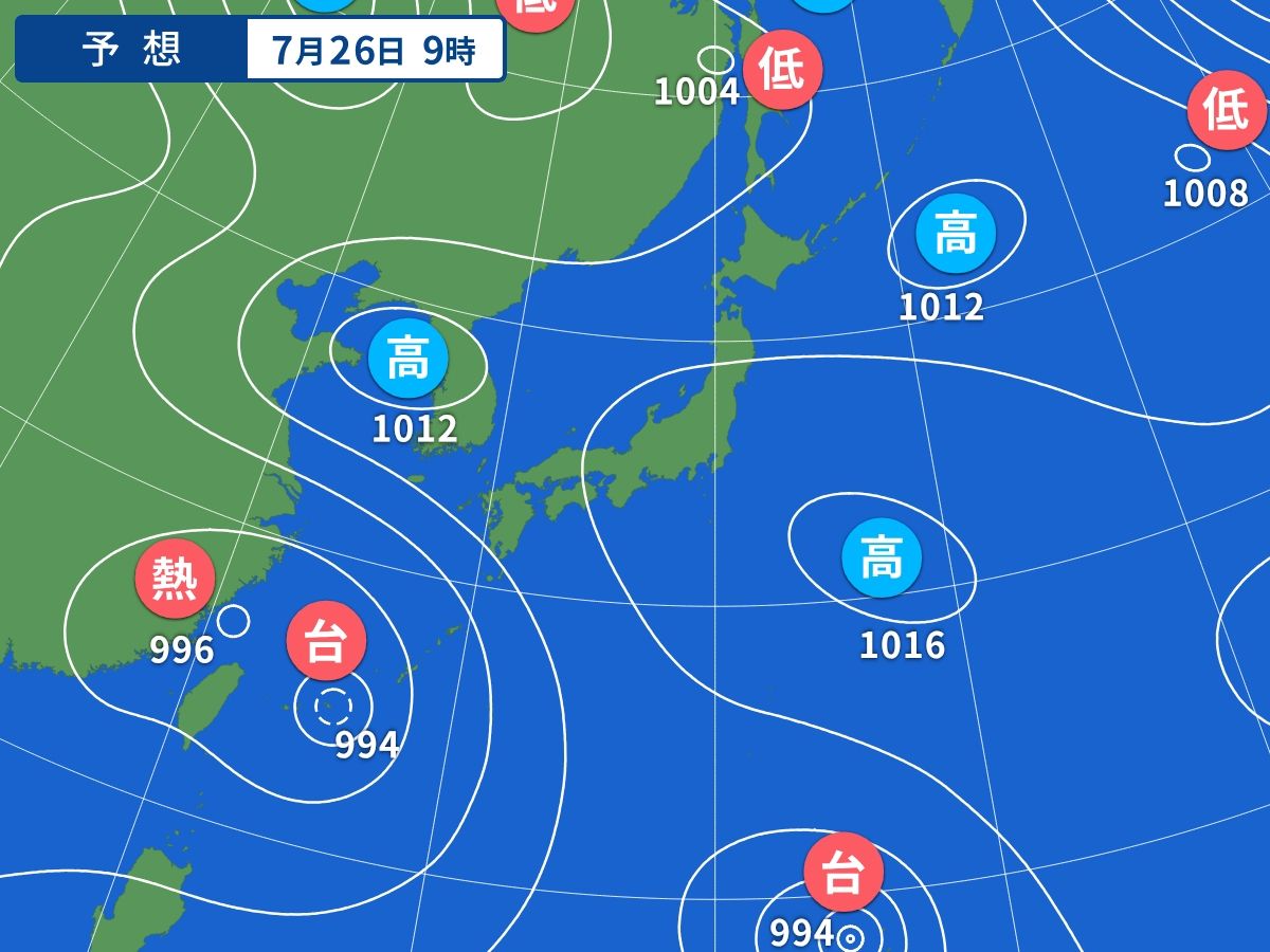 予想天気図(7月26日09時)