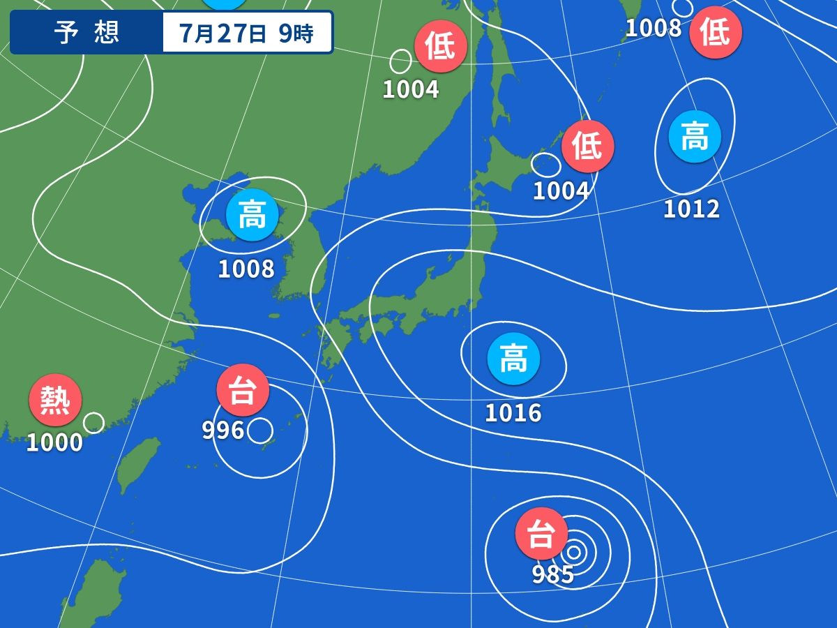 予想天気図(7月27日09時)