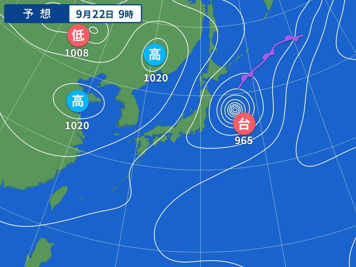 予想天気図（9月22日09時）