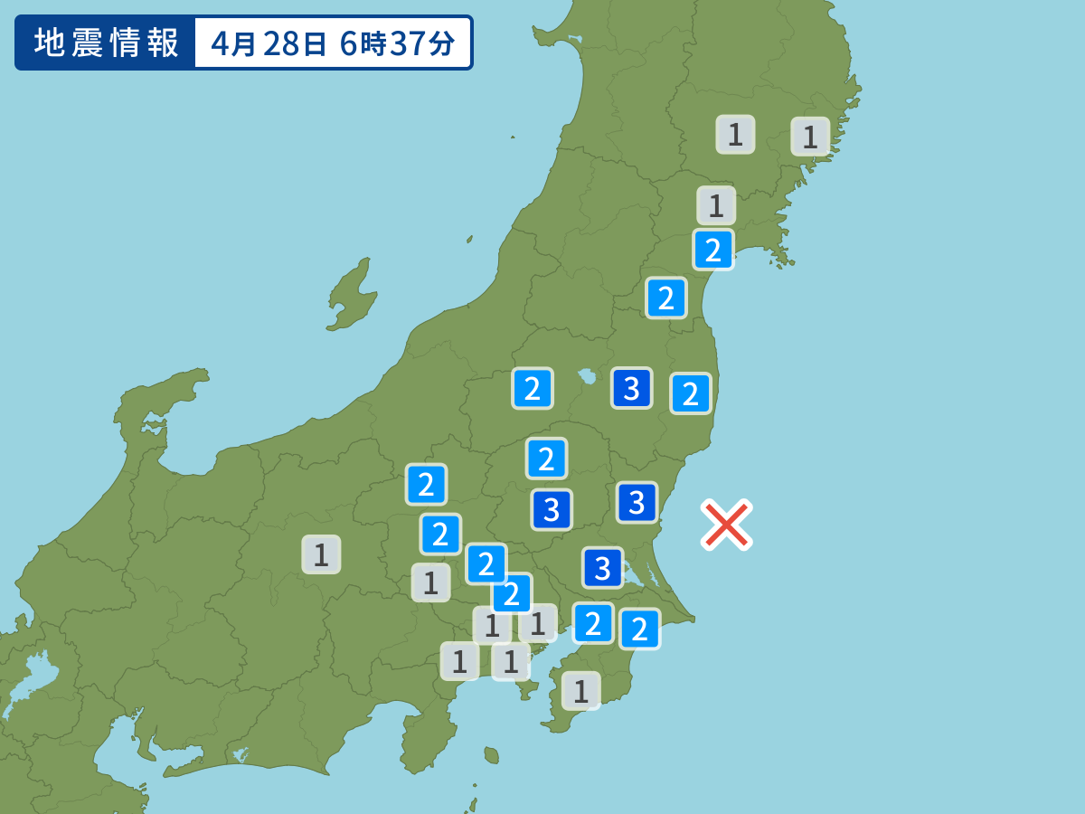 各地域の震度