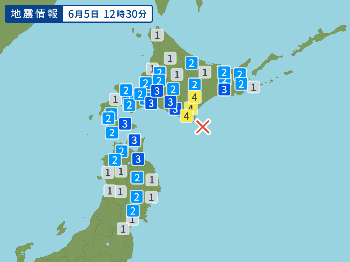 各地域の震度