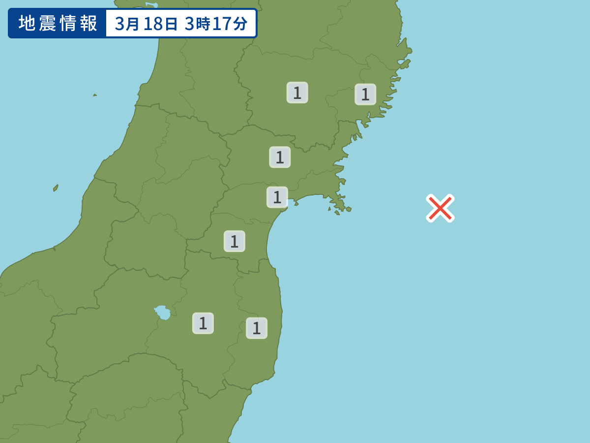 各地域の震度