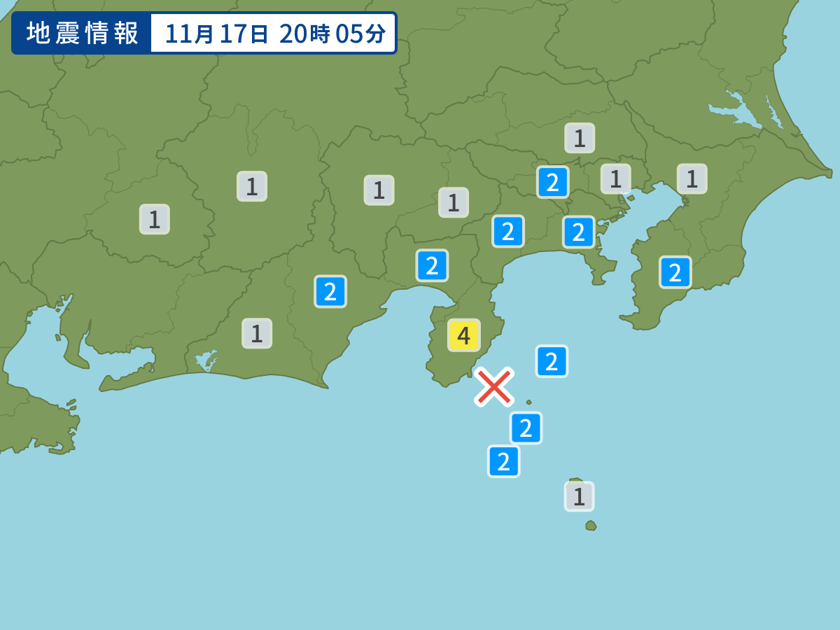 各地域の震度